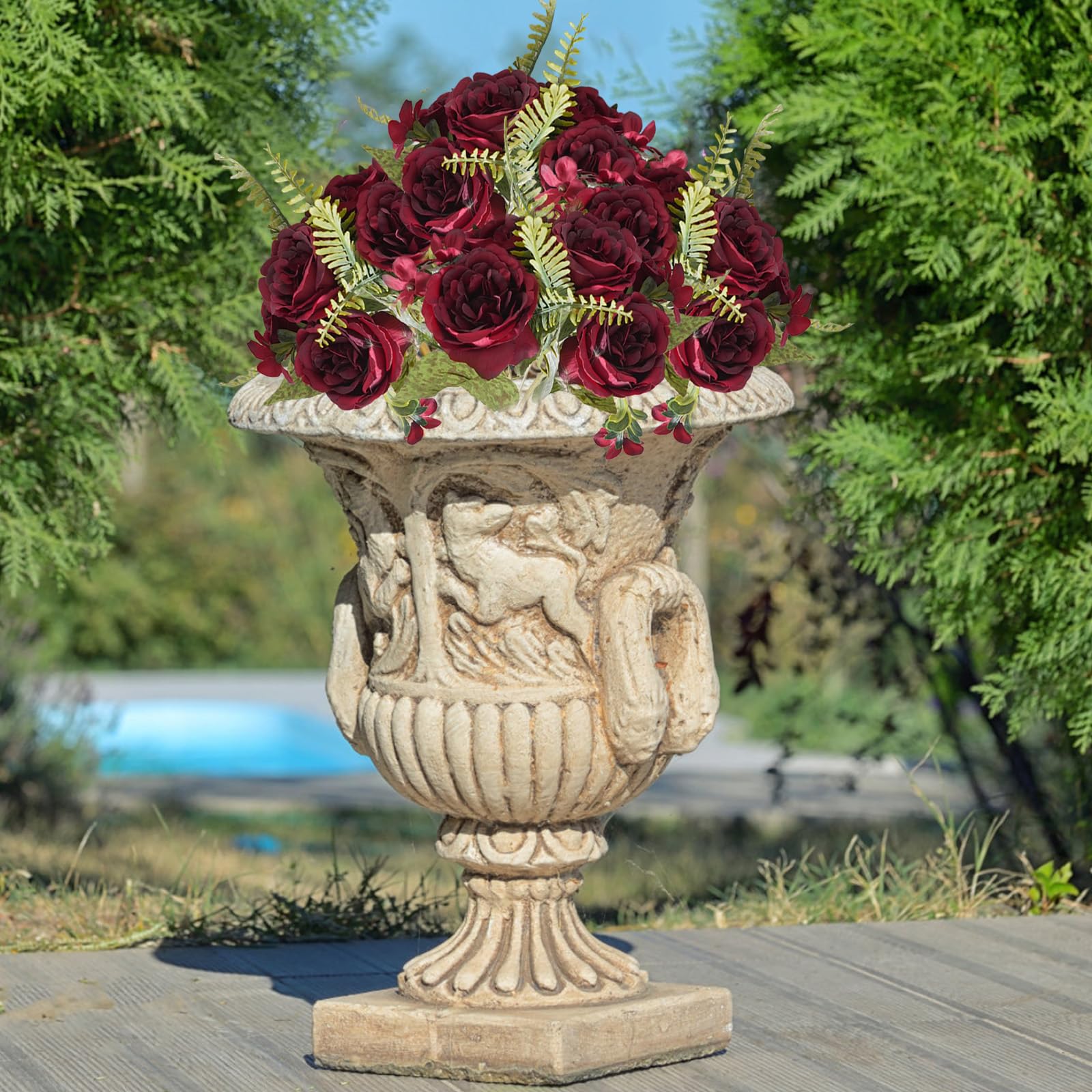 astylishome Faux Flowers that Look Real Red Artificial Peony Flowers Artificial Flowers Outdoor Real Silk Flower for Wedding Home Table Party Window Decoration 4314 - Image 4