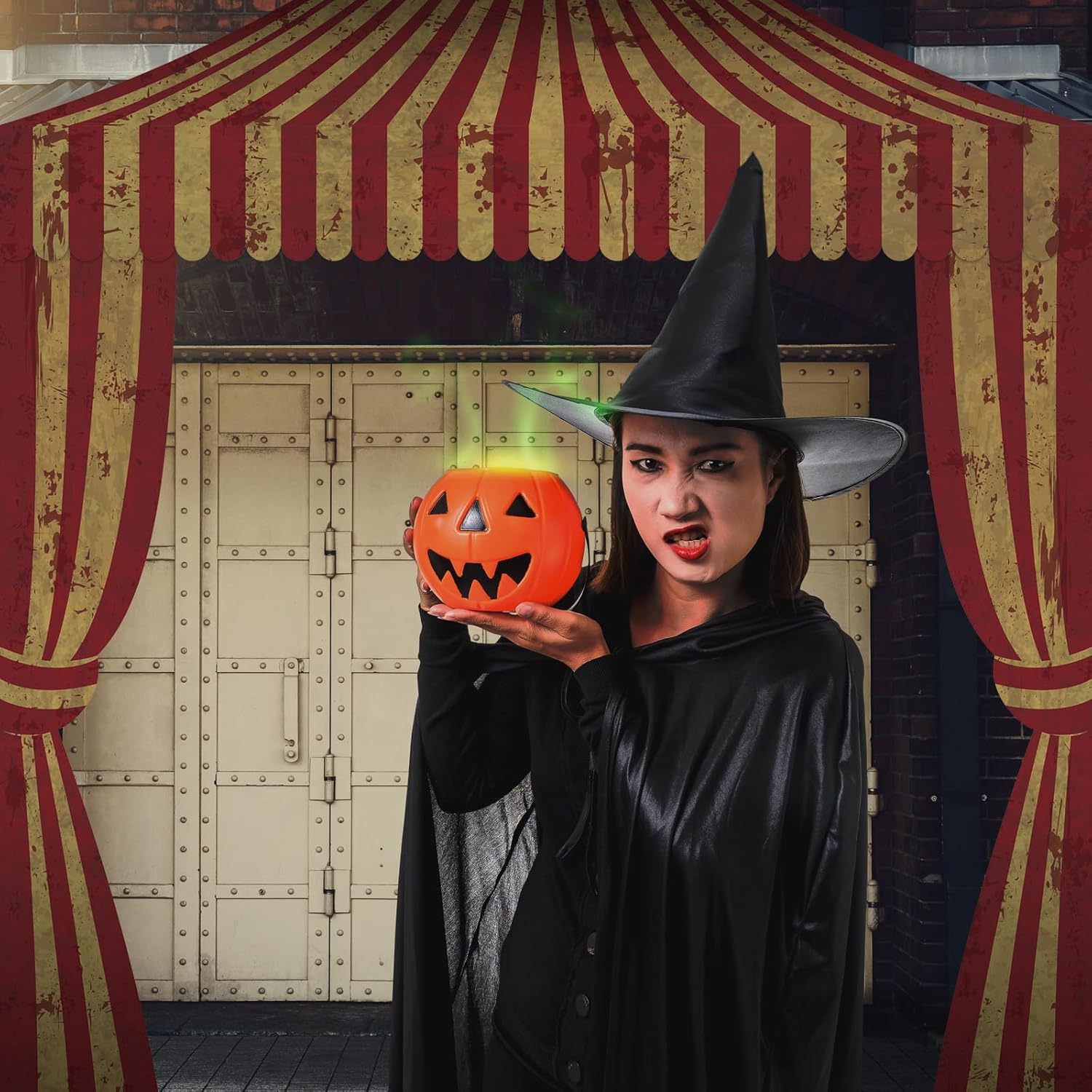 3 Pcs Carnival Party Decorations Halloween Awning Red and White Banner Circus Tent Concession Stand(Creepy Style) - Image 5