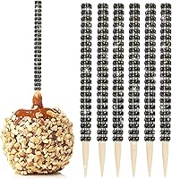 Vista 1 de 32 PIEZAS de Palitos de Manzana de Caramelo Brillantes de Bambú, Brochetas de Punta de Madera con Envoltura de Malla de Diamantes y Pedrería