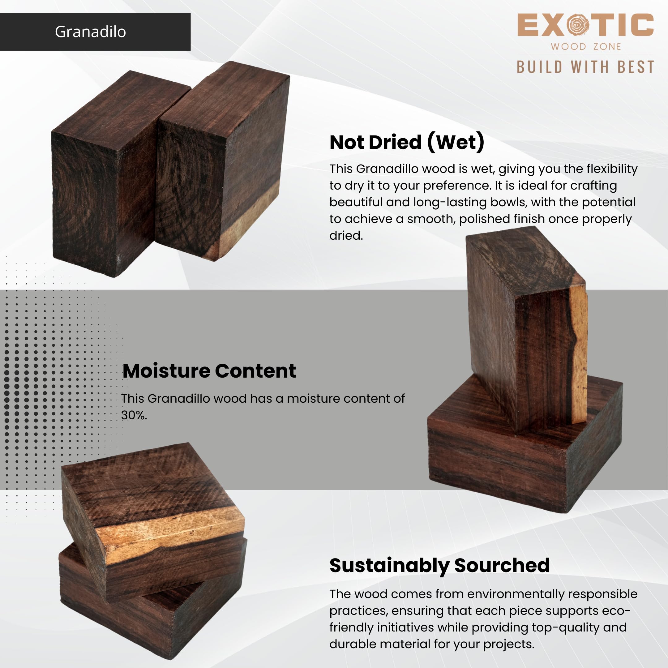 Exotic Wood Zone Granadillo Wood Bowl Blank | Square Blocks for DIY Woodworking Enthusiasts | 8