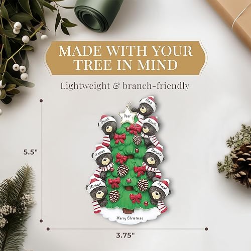 Miniatura 3 de Adornos personalizados de oso de peluche de Navidad, familia de 7 integrantes, personalizables, listos en 24 horas, adorno para árbol de Navidad con