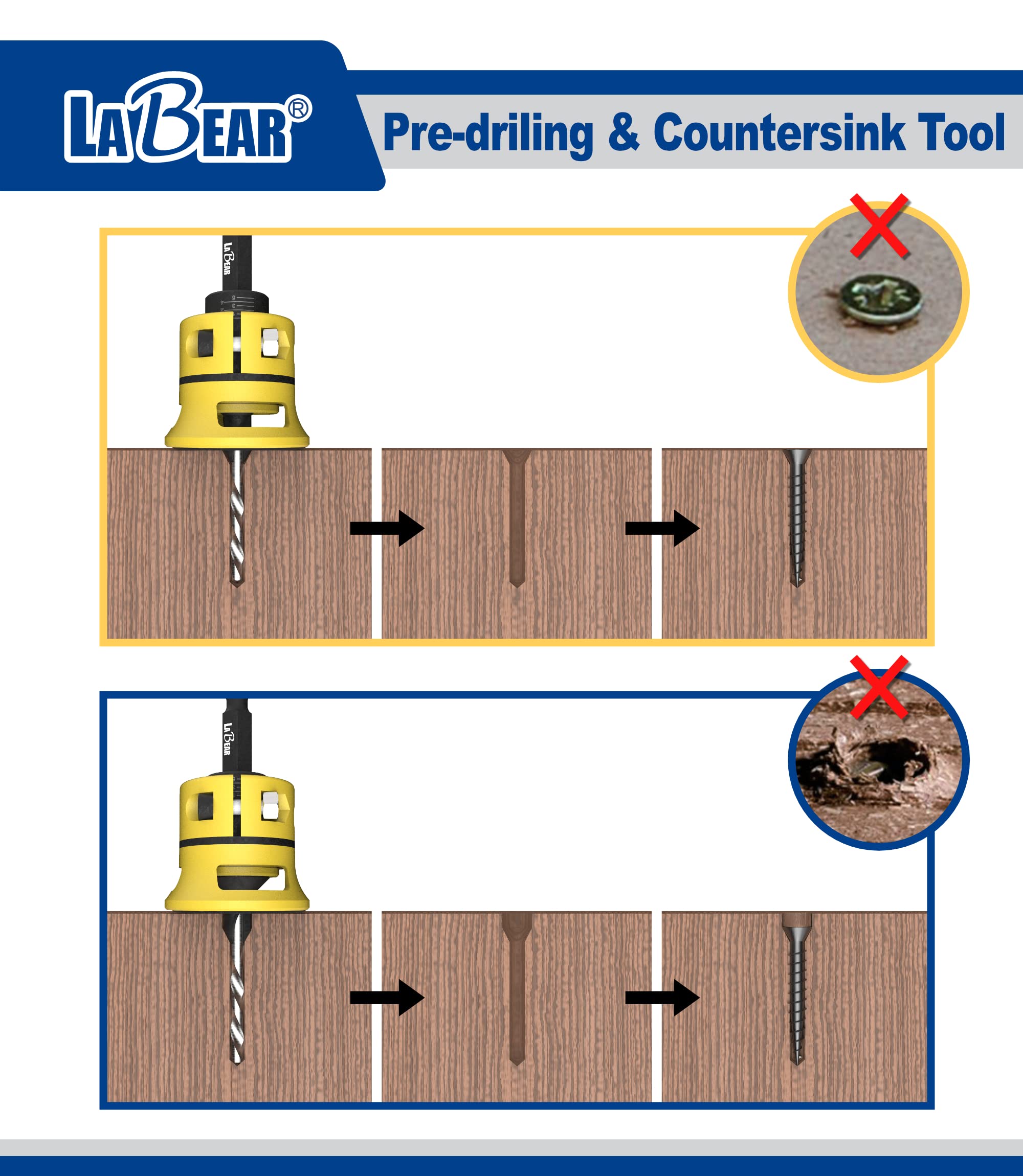 Labear Tools Snapklik.com : LaBear (#10) Countersink Drill Bits