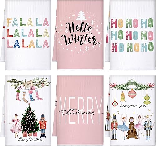 Bencailor 6 toallas de cocina navideñas de 15.75 x 23.62 pulgadas, toallas de mano de Navidad para decoración de cocina, regalo de inauguración de