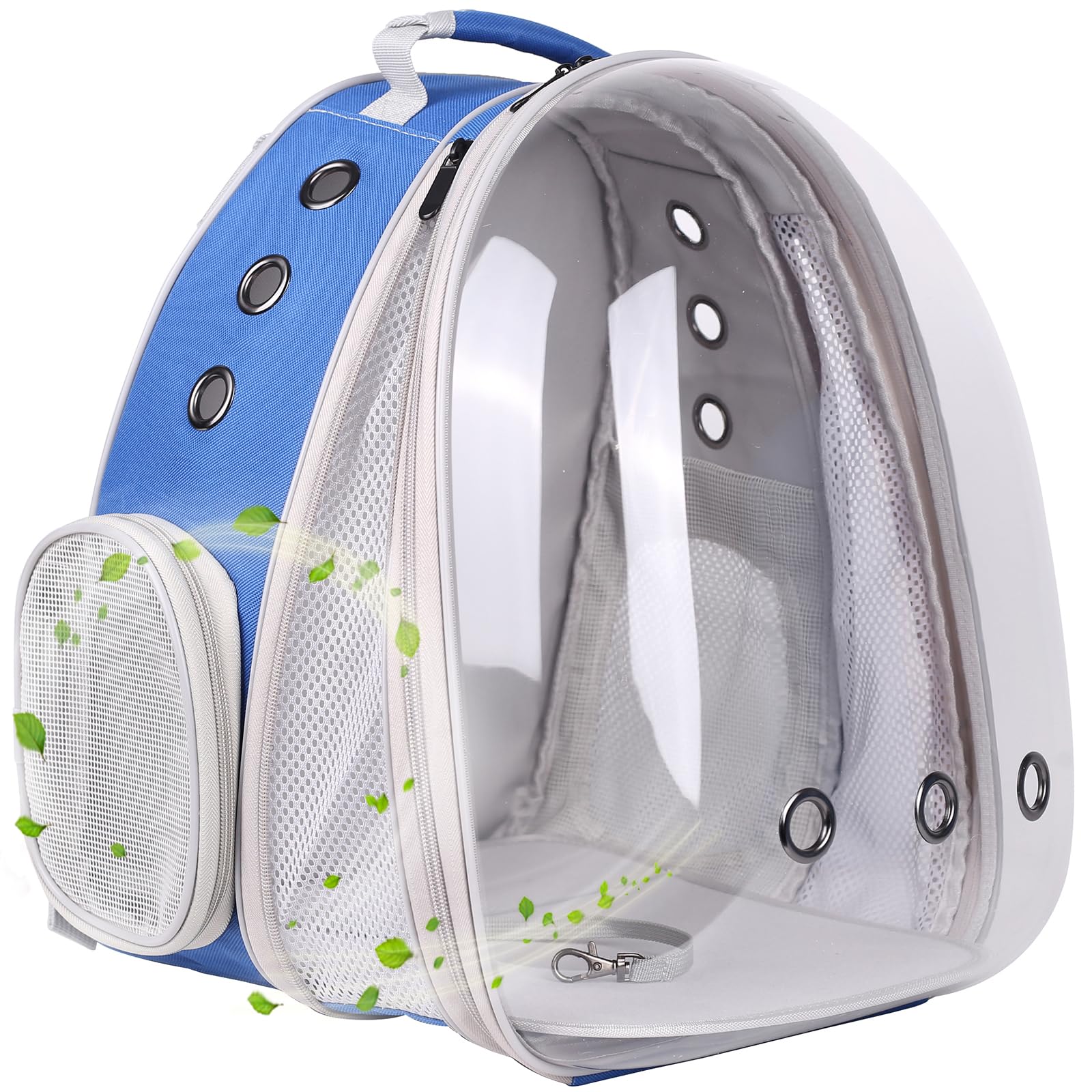 Mochila expandible para gatos, se ajusta hasta 20 libras, cápsula espacial, astronauta burbuja, ventana, mochila para mascotas para gatos grandes y cachorros pequeños (azul, extensión frontal)