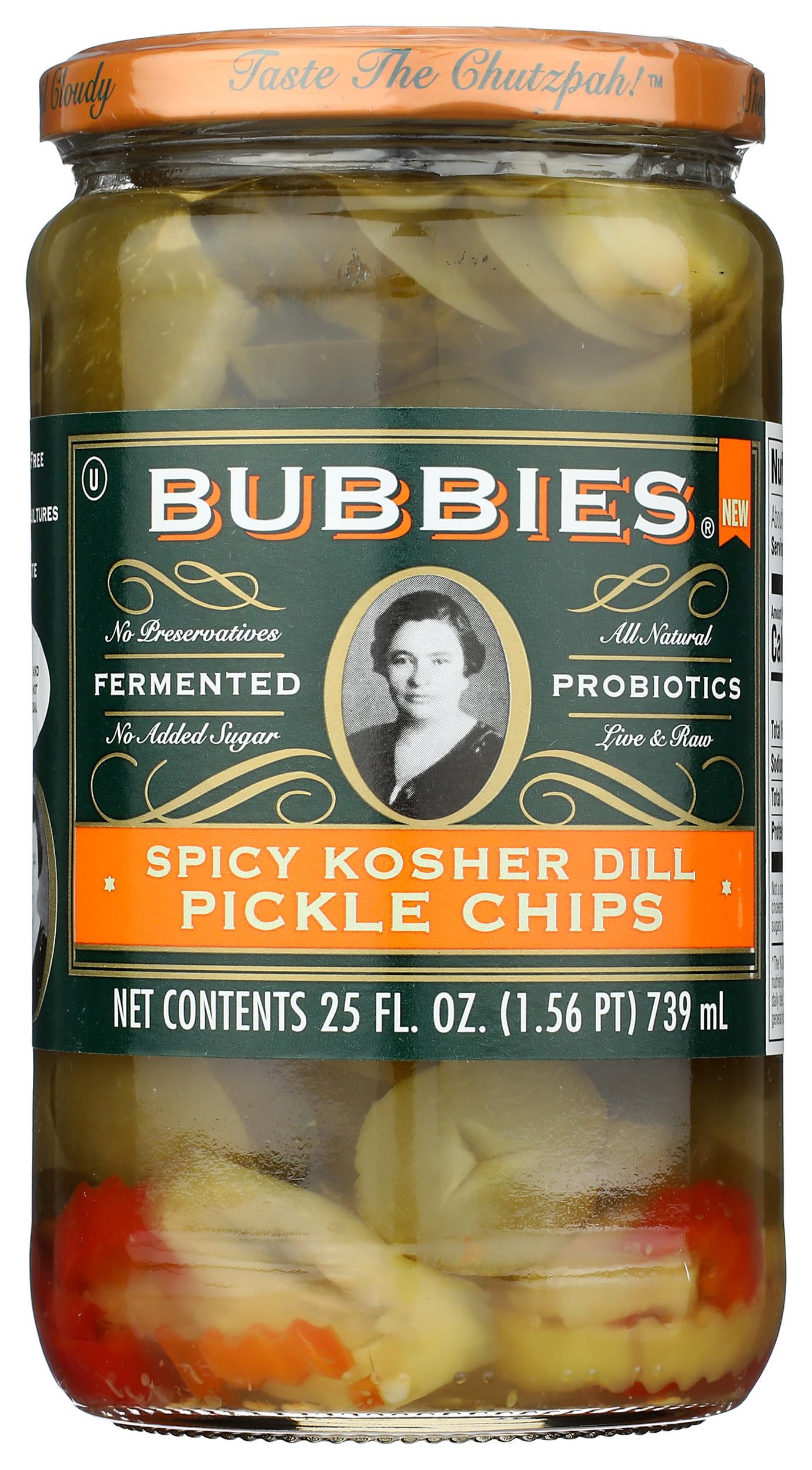 Bubbies Of Sf Spicy Kosher Dill Pickle Chips, 25 Fz