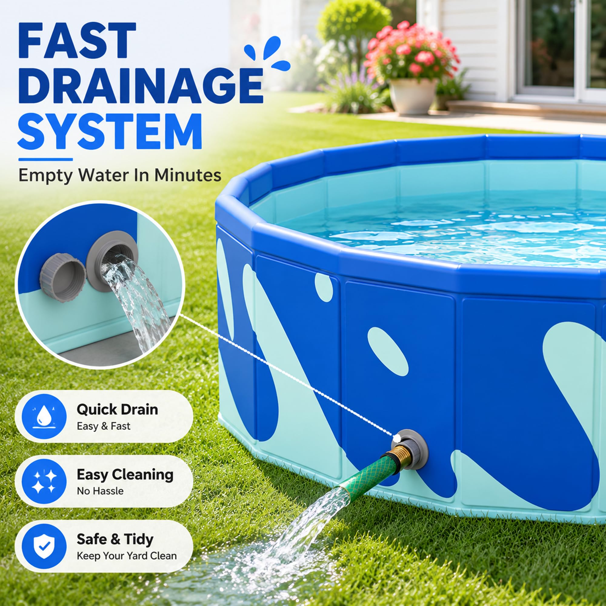 Piscina Infantil Plegable, Piscina Rígida Sin Inflado para Niños