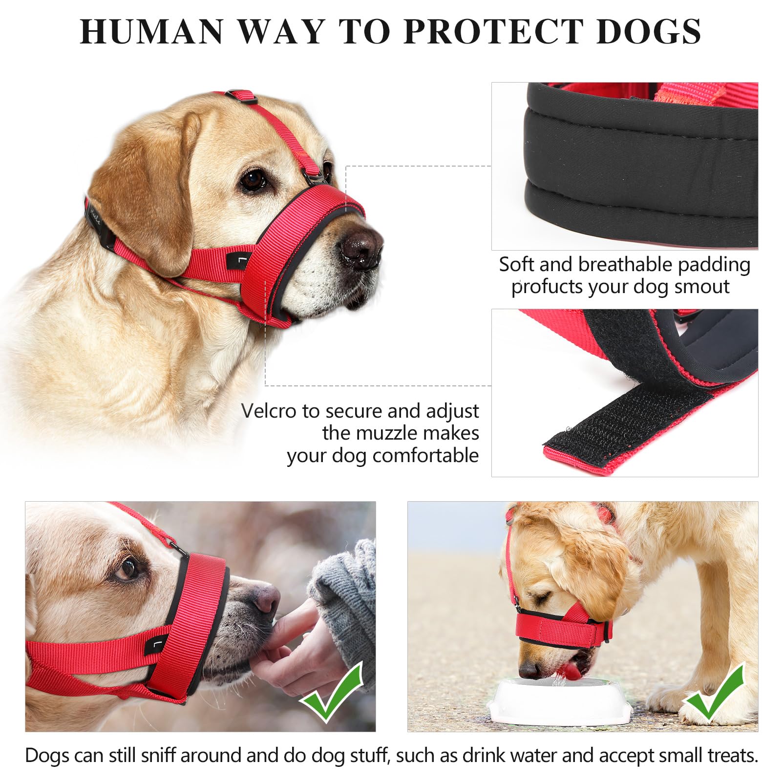 HEELE Dog Muzzle with Head Strap, Adjustable Loop and Soft Neoprene Padding, No More Chafing - Image 4