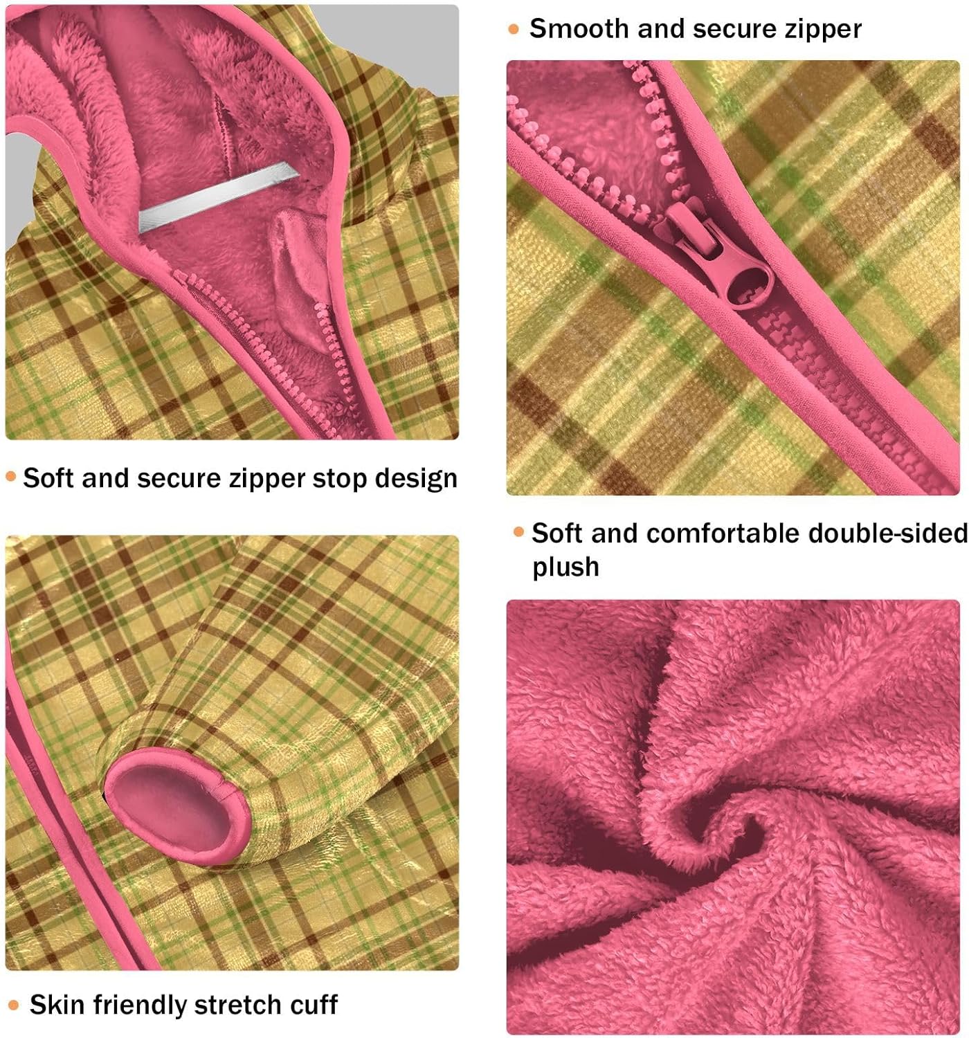 GuoChe Plaid Gold Yellow Baby Girl Fleece Jacket