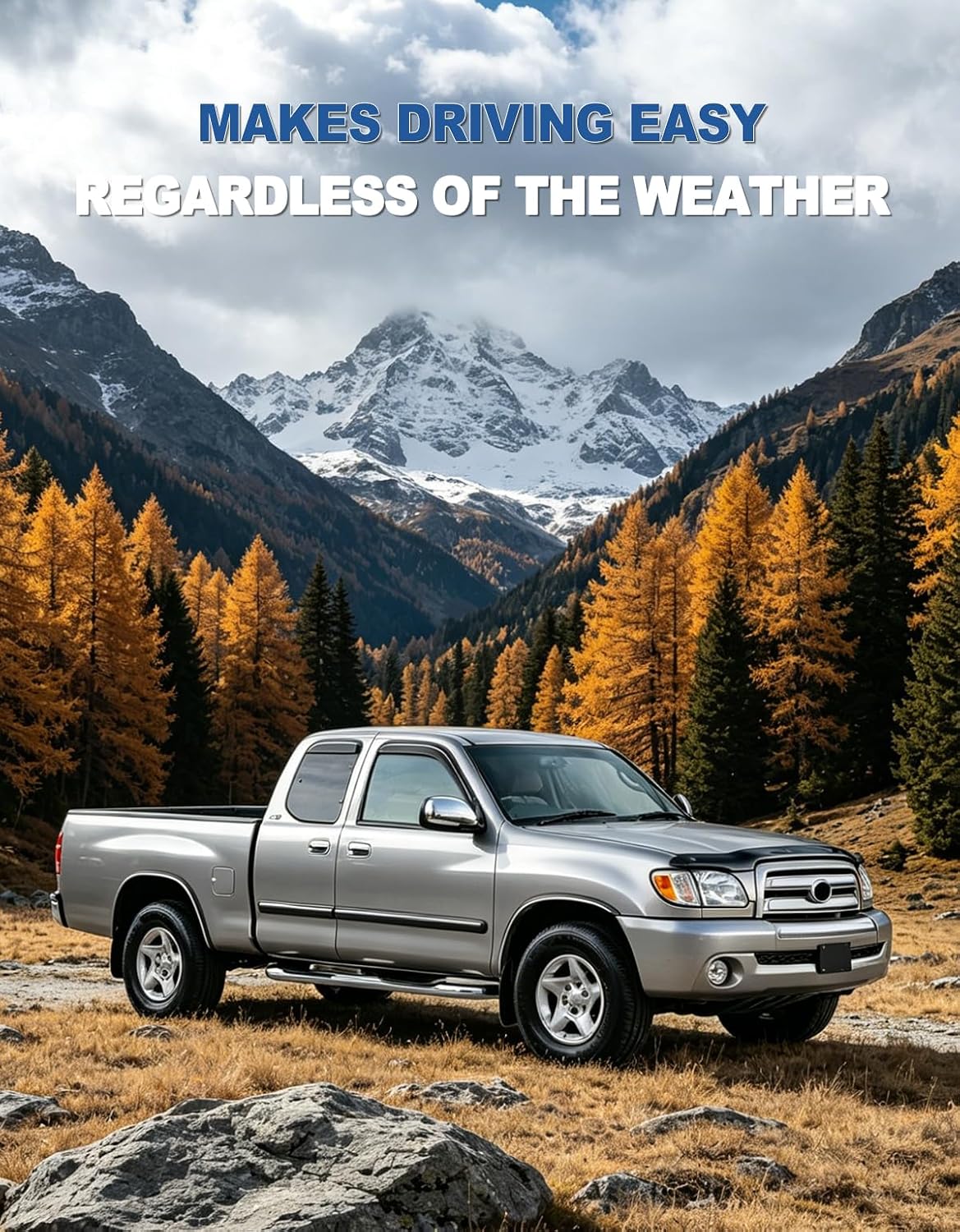 Out-Channel Window Rain Guards Fit for 2000-2006 Toyota Tundra Extended Cab, Extra Durable Window Visors Vent Visors Vent Shades Wind Deflector Dark Smoke Car Tape-on with Thicker 4PCS