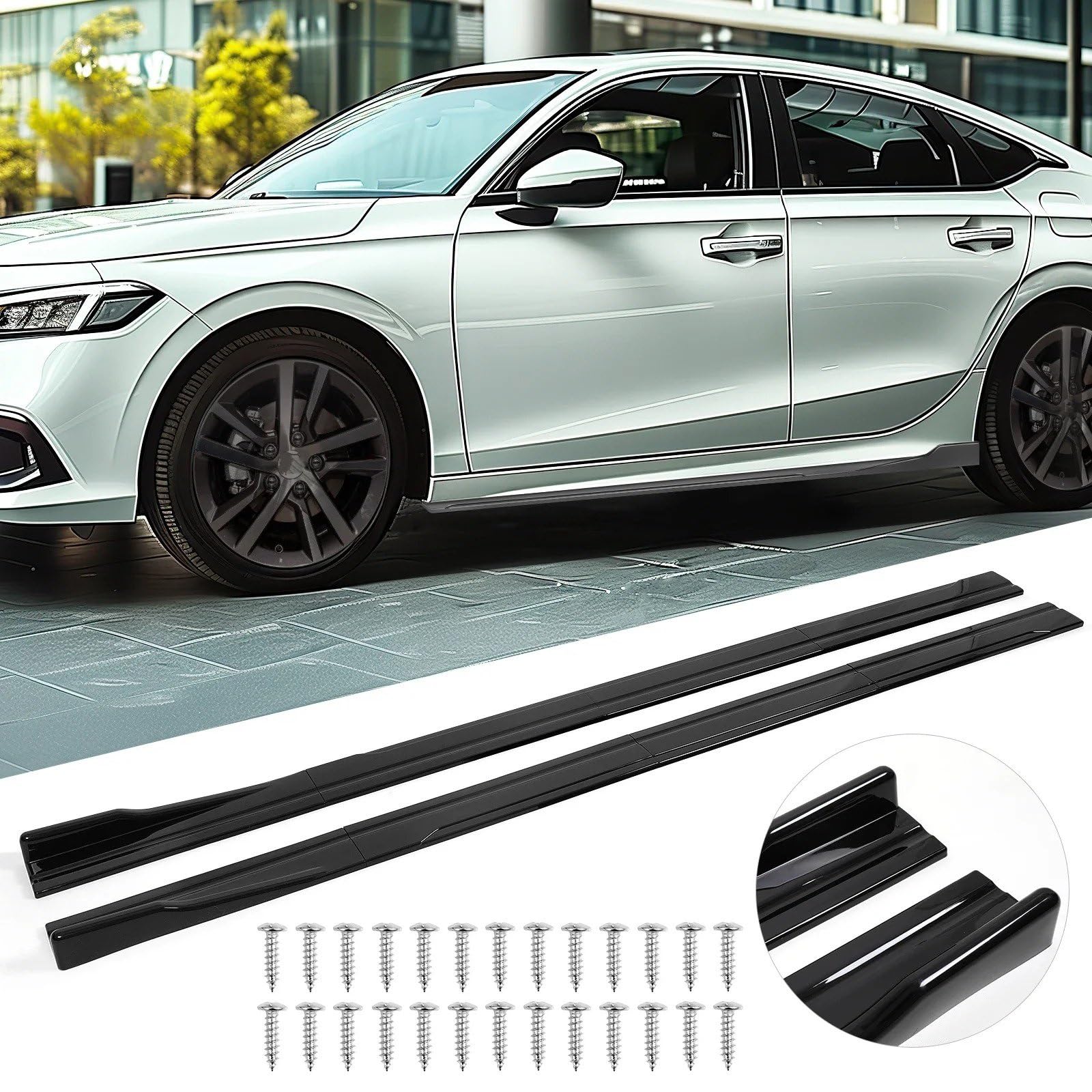 Jupes Latérales pour BMW Série 5 F10 535i 528i Sport 2011-2016 : Kit D'extension De Bas Caisse Universel 86,6" avec Aileron