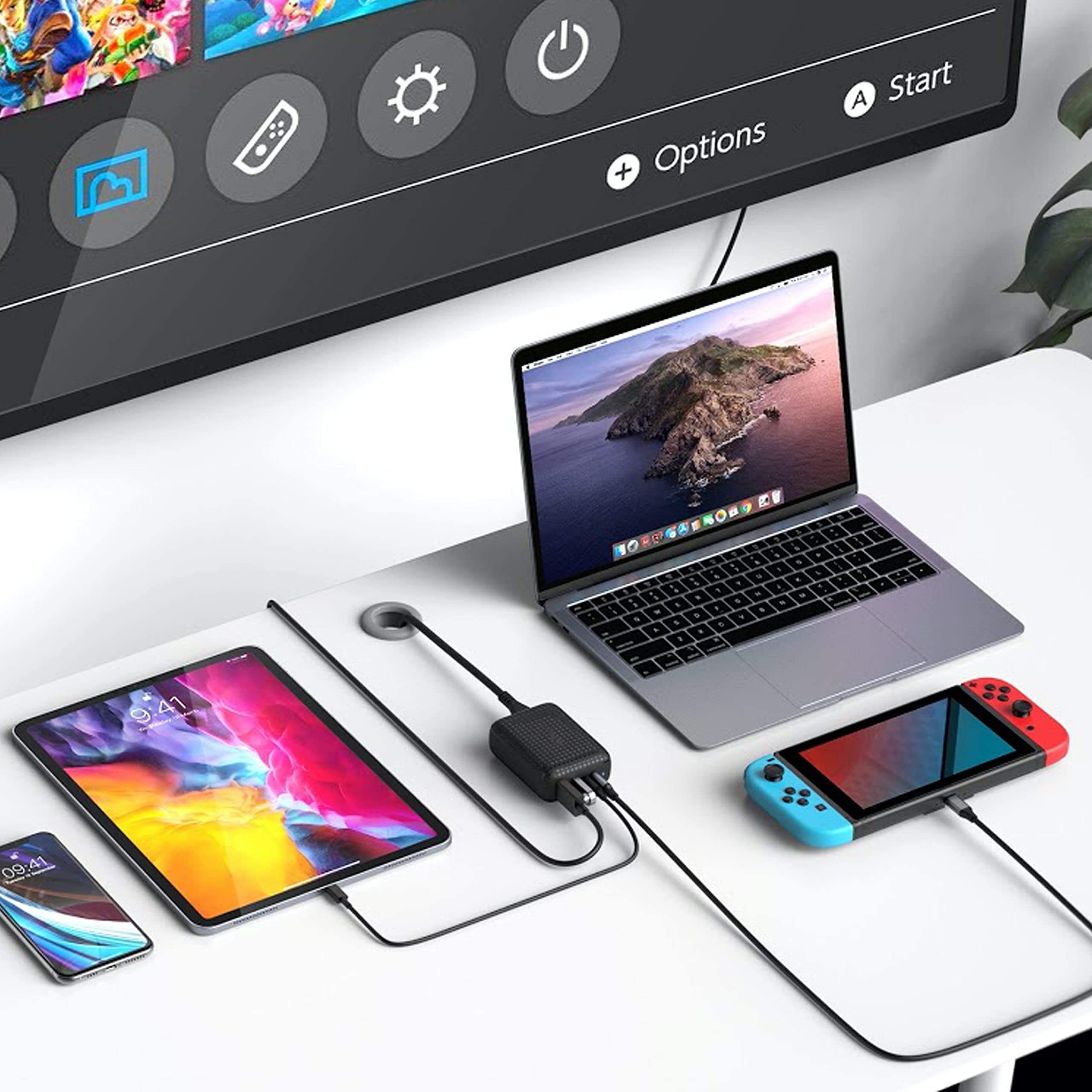 HYPER PowerHub Nintendo Switch - 60 W USB-C - Gris