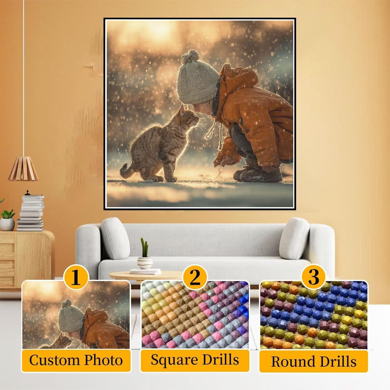 Diamentowe malowanie, własne zdjęcie, 70 x 100 cm, akcesoria do malowania diamentowego, "zrób to sam", spersonalizowany zestaw do projektowania, kreatywny zestaw dla dorosłych, specjalny prezent do
