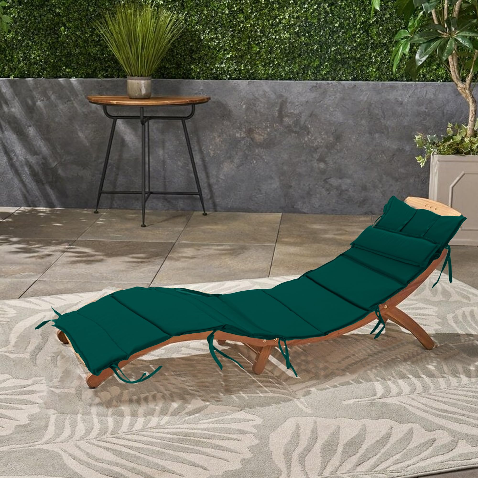 Gardenista Cuscino per Sedie a Sdraio per Giardino | Cuscino per Lettino Pieghevole e Resistente all'acqua con Poggiatesta Staccabile | Leggero Cuscini per Sdraio con Legami Sicuri (Verde)