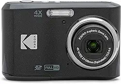 KODAK Câmera digital PIXPRO Zoom FZ45-BK de 16 MP com zoom óptico de 4X, ângulo amplo de 27 mm e tela LCD de 2,7 polegadas (preto)