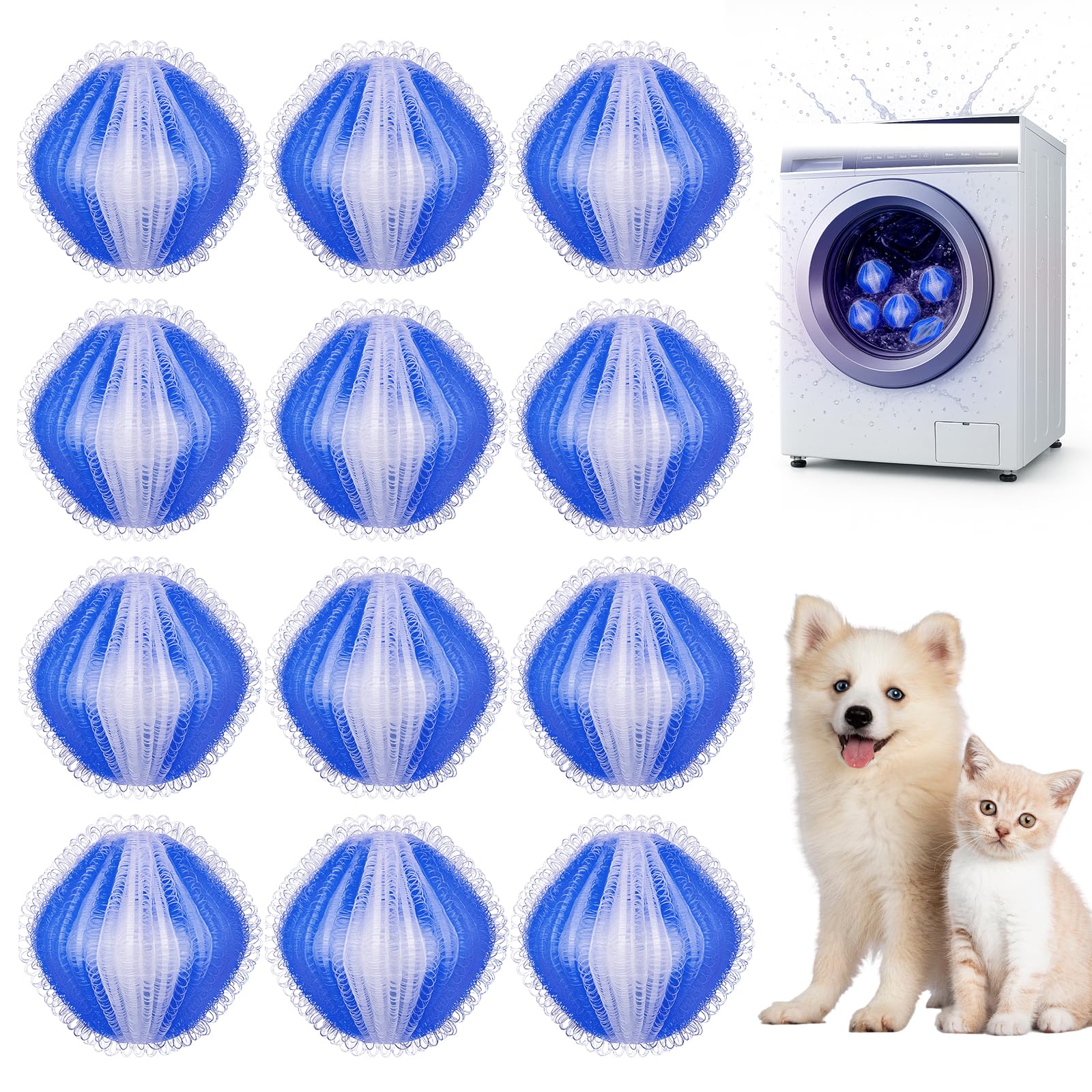 Boules Anti Poils pour Machine à Laver, 12 Boules Réutilisables Pour Linge Sans Poils et Sans Plis, Nettoie Linge et Entretient l'Appareil (Bleu) - 1