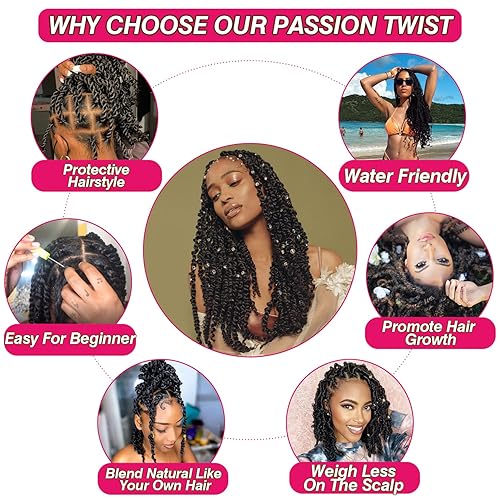 Miniatura 4 de Pelo trenzado de ganchillo ondulado para mujeres negras (18 pulgadas, paquete de 6, 1B#)