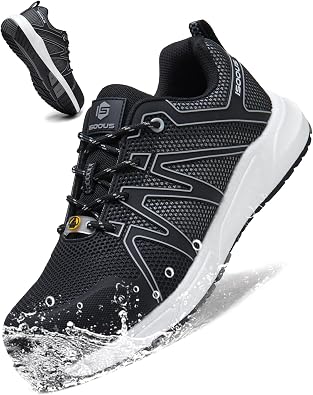 Work Shoes Men's S3S Safety Shoes Women Waterproof SRC Non-Slip FO ESD Lightweight Metal-Free Fibreglass Cap