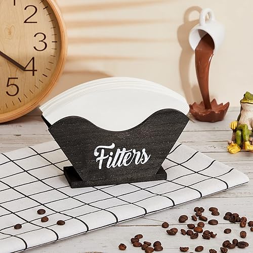 Miniatura 7 de Soporte de filtro de café de estilo rústico con cono de madera rústica, filtro de café de madera de pino, almacenamiento de filtro de estilo rústico