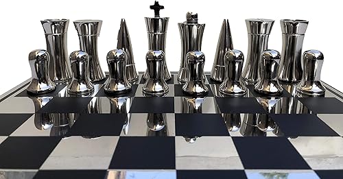 Miniatura 4 de -Art Decor Series - Juego de ajedrez de aluminio de 3.5 pulgadas King con tablero de ajedrez de 14 pulgadas