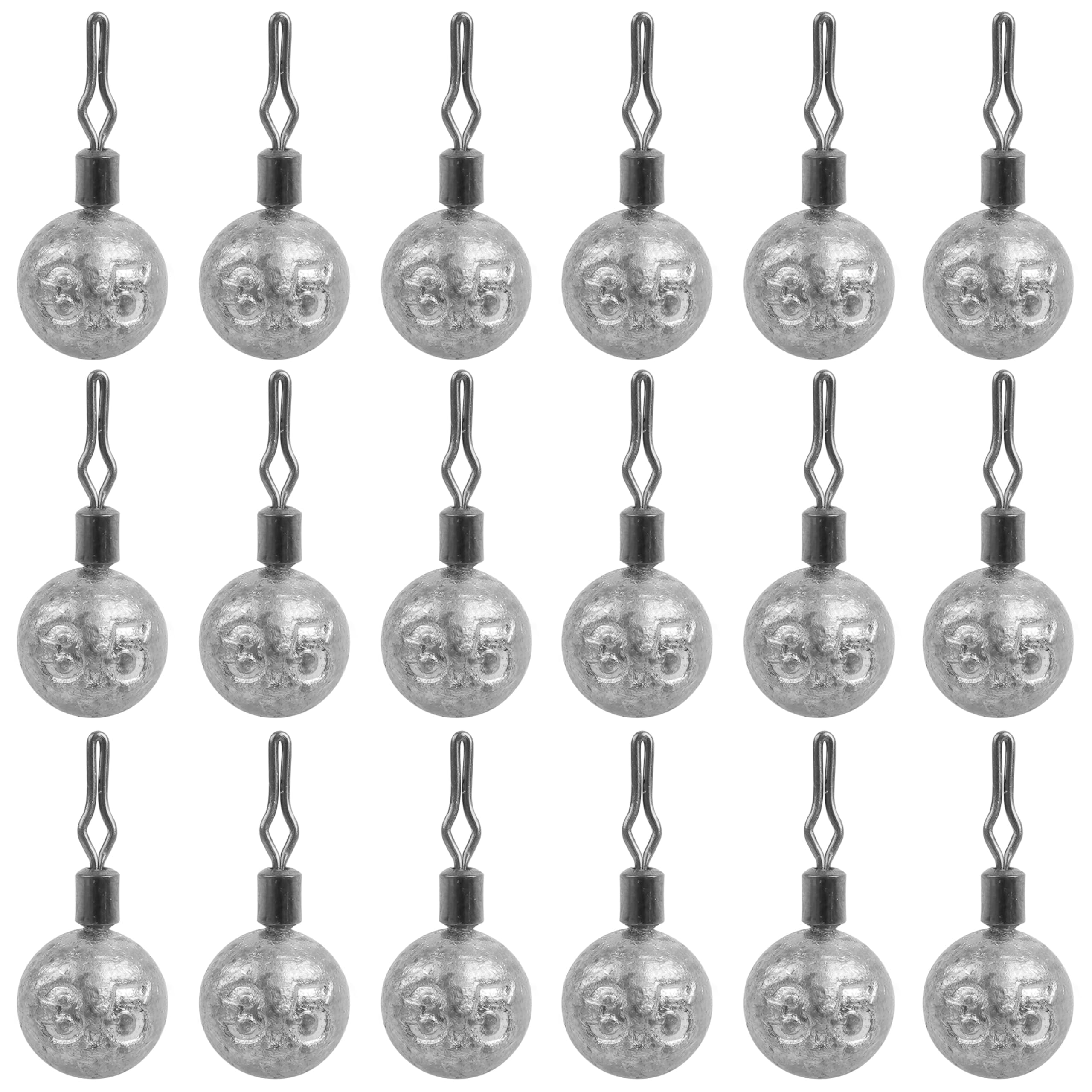 Ball Weights Drop Sinkers Fishing, 20PCS Round Fishing Weights Sinkers Casting Drop Shot Weight Swivels for Bass Fishing Saltwater Freshwater (1/8oz)