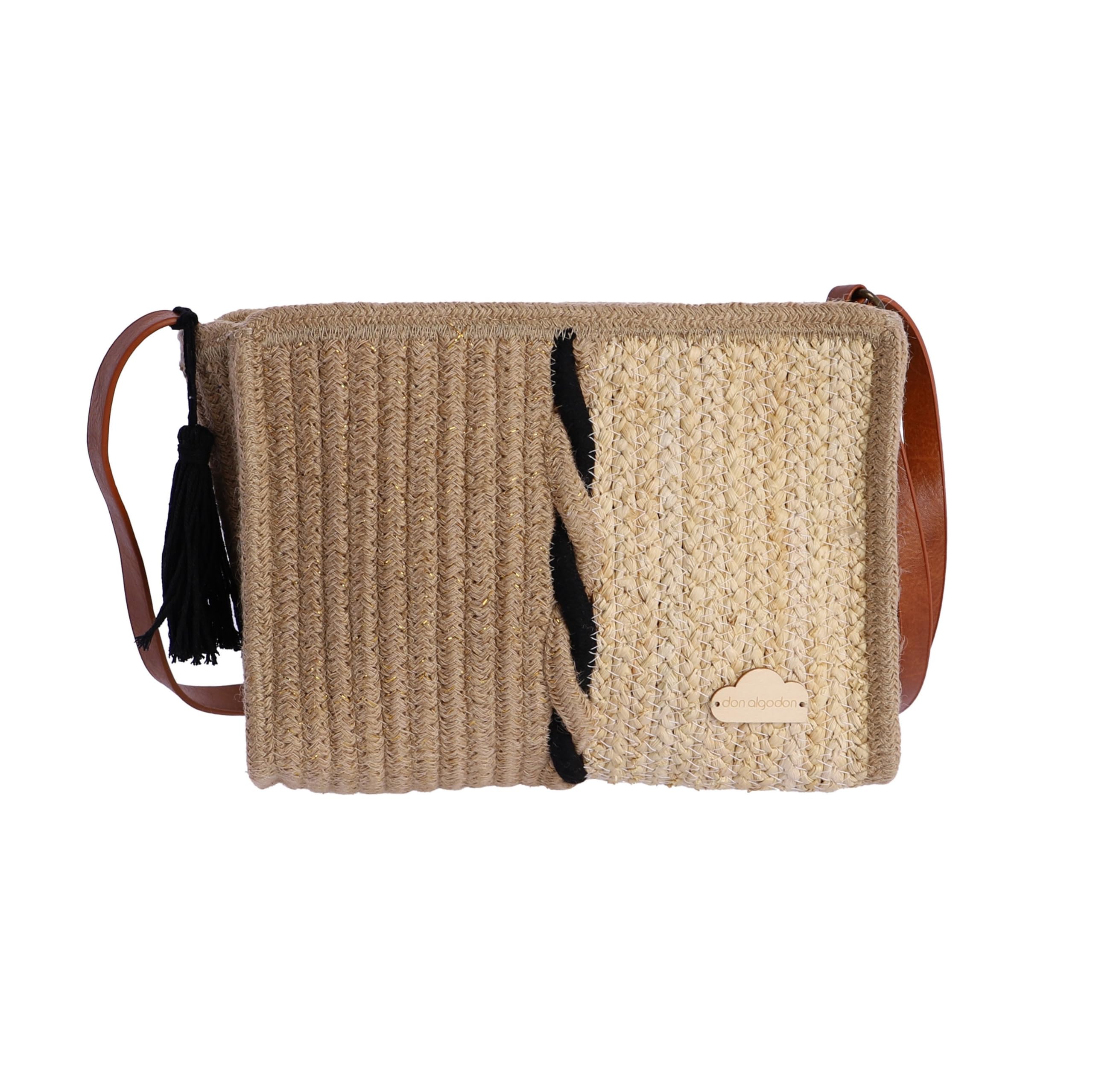 DON ALGODON Bolso mujer - bolso playa - bolso bandolera mujer - bolso de verano - bolso rafia con cremallera - bolso de paja - bolso trenzado mujer - Lila