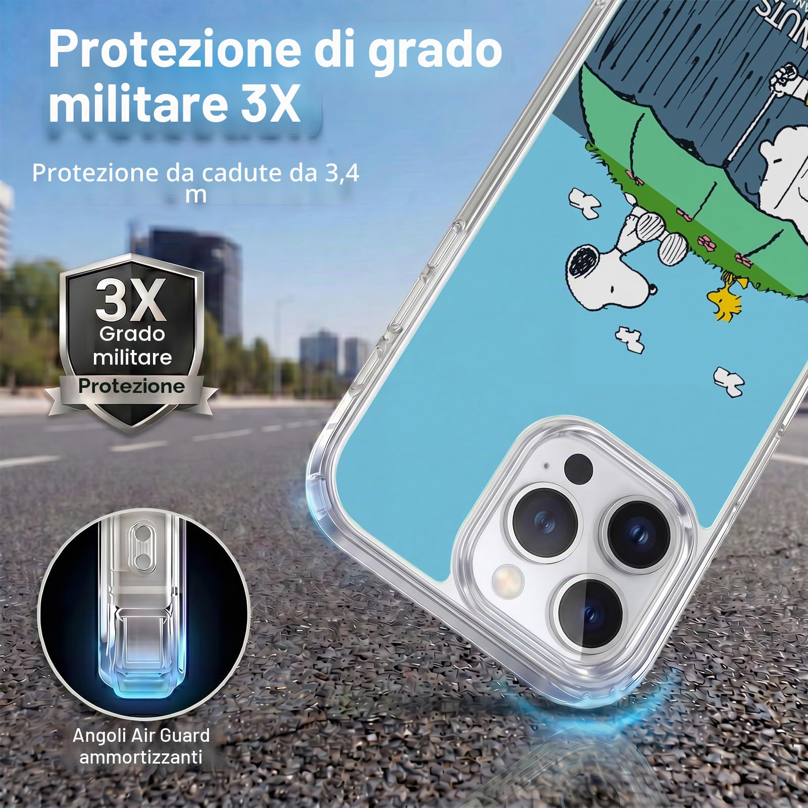 Head Case Designs Licenza Ufficiale Peanuts Charlie, Snoppy & Woodstock Metà E Risate Custodia in Gel [Protezione di Grado Militare] Compatibile Con Apple iPhone 15 Pro Max E Compatibile Con MagSafe