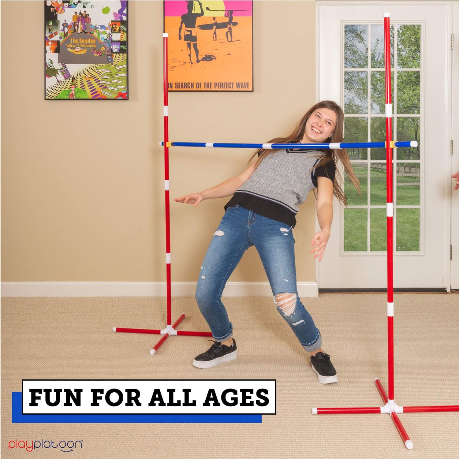 Play Platoon Limbo Game for Kids & Adults - Limbo Stick Set Yard Game, Great for Luau Party, Beach Party and BBQ - Easy to Set Up and Play Anywhere