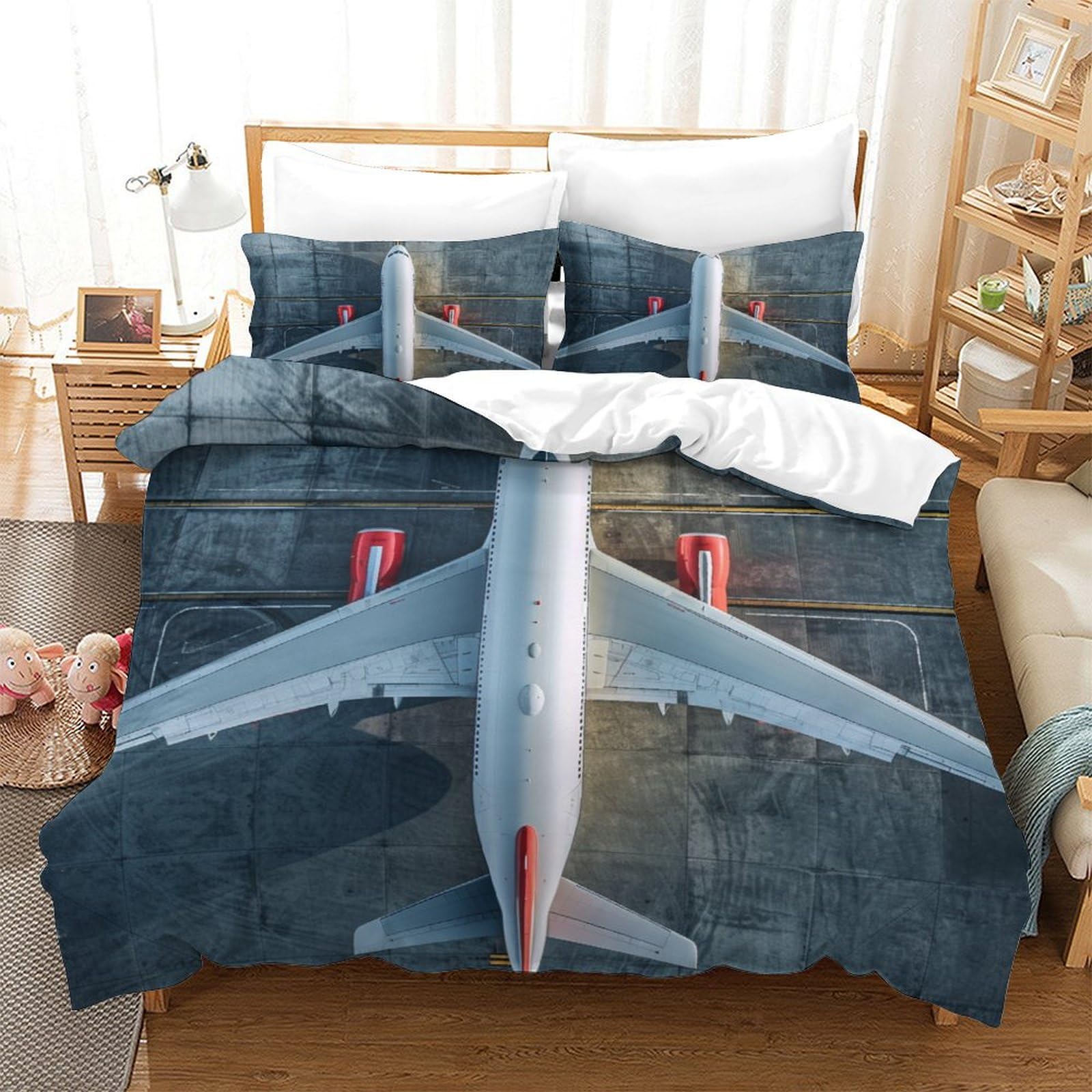 P1s9u7w5y Aircraft-6 3D Printed Airplane Style Duvet Cover Set 3Pcs Microfiber Aviation Bedding Set Double（200X200cm）