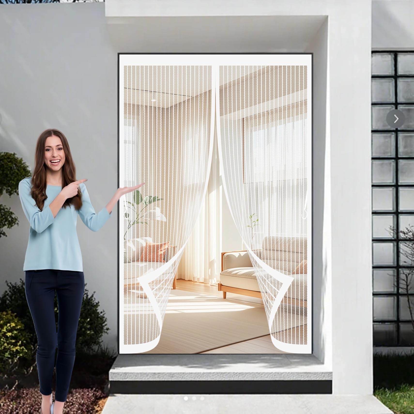 Anti-moustiques pour porte rideau maille fine blanc 124x188 cm
