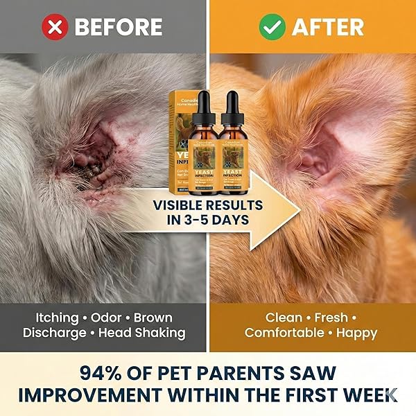 [2-Pack] Clinical Yeast Infection Treatment for Dogs for Cats & Dogs - Canadian Vet-Strength Dog Ear Cleaner Infection - Ear & Skin Itch Relief, with Probiotics for Pets (A Canadian Company) - 4