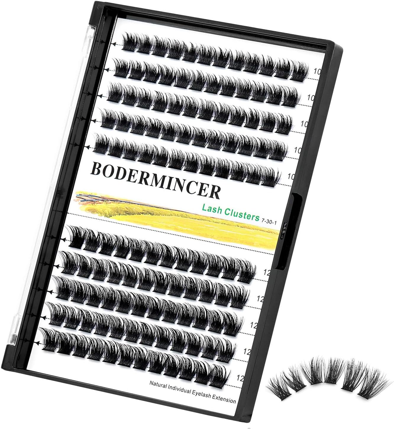 Bodermincer 120 Clusters 10mm+12mm/12mm+14mm Mixed Lash Cluster False Eyelash Individual Cluster EyeLashes Grafting Fake False Eyelashes Eyelash Extension (M01-Black-8mm)