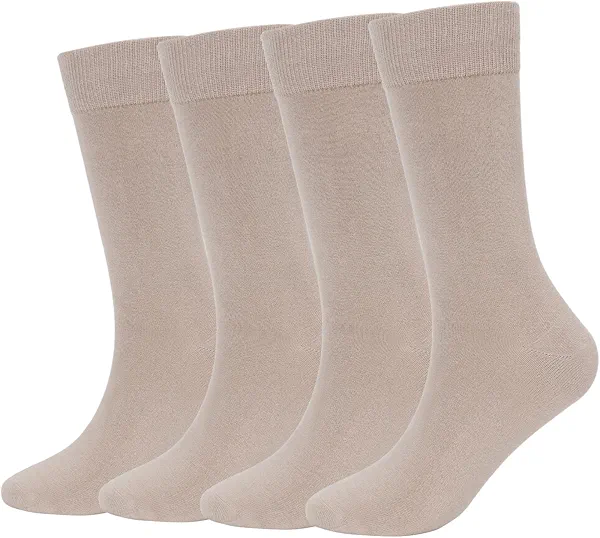 BampooPanPa Dress Socks for Men, 4 Pairs Comfortable Crew Moisture Wicking Men Socks, Seamless Stretchy Casual Sports Socks