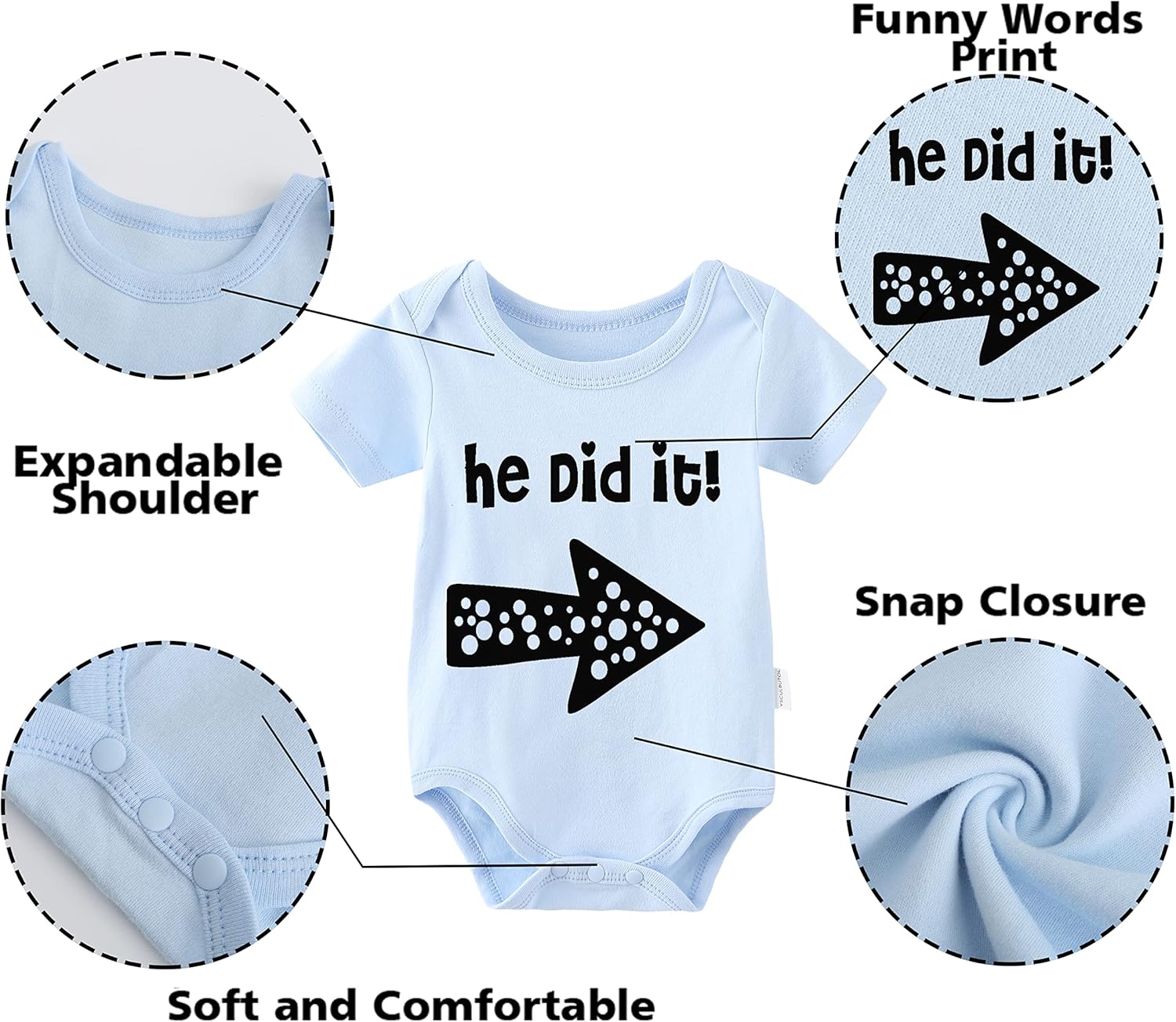 YSCULBUTOL Baby Twins Bodysuits He/She Did It Twin Outfit Girl Romper With Hat Set - Image 3