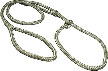 Dog Show Lead Braided Tubular Nylon 52" Long Medium diam 5/16"8mm, Beige