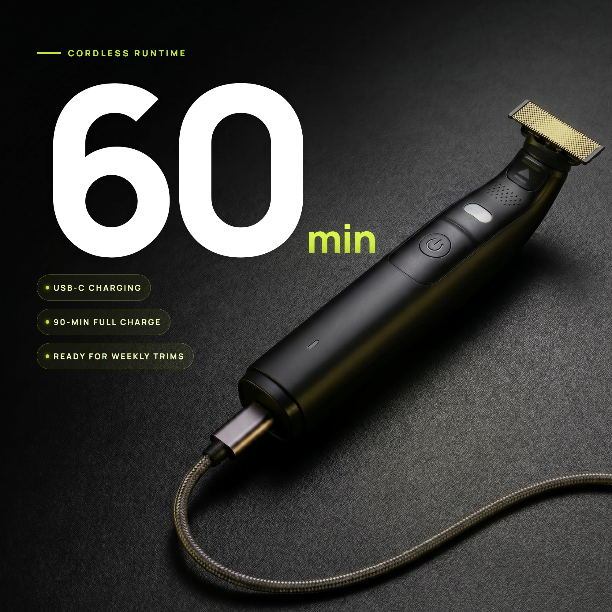 Kit de aseo para hombre, afeitadora eléctrica con luz LED, recargable por USB-C, IPX6 húmedo/seco para cuerpo y ingle, cabezal recortador de nariz, cabezal recortador de detalles, 6 peines guía de 1 a