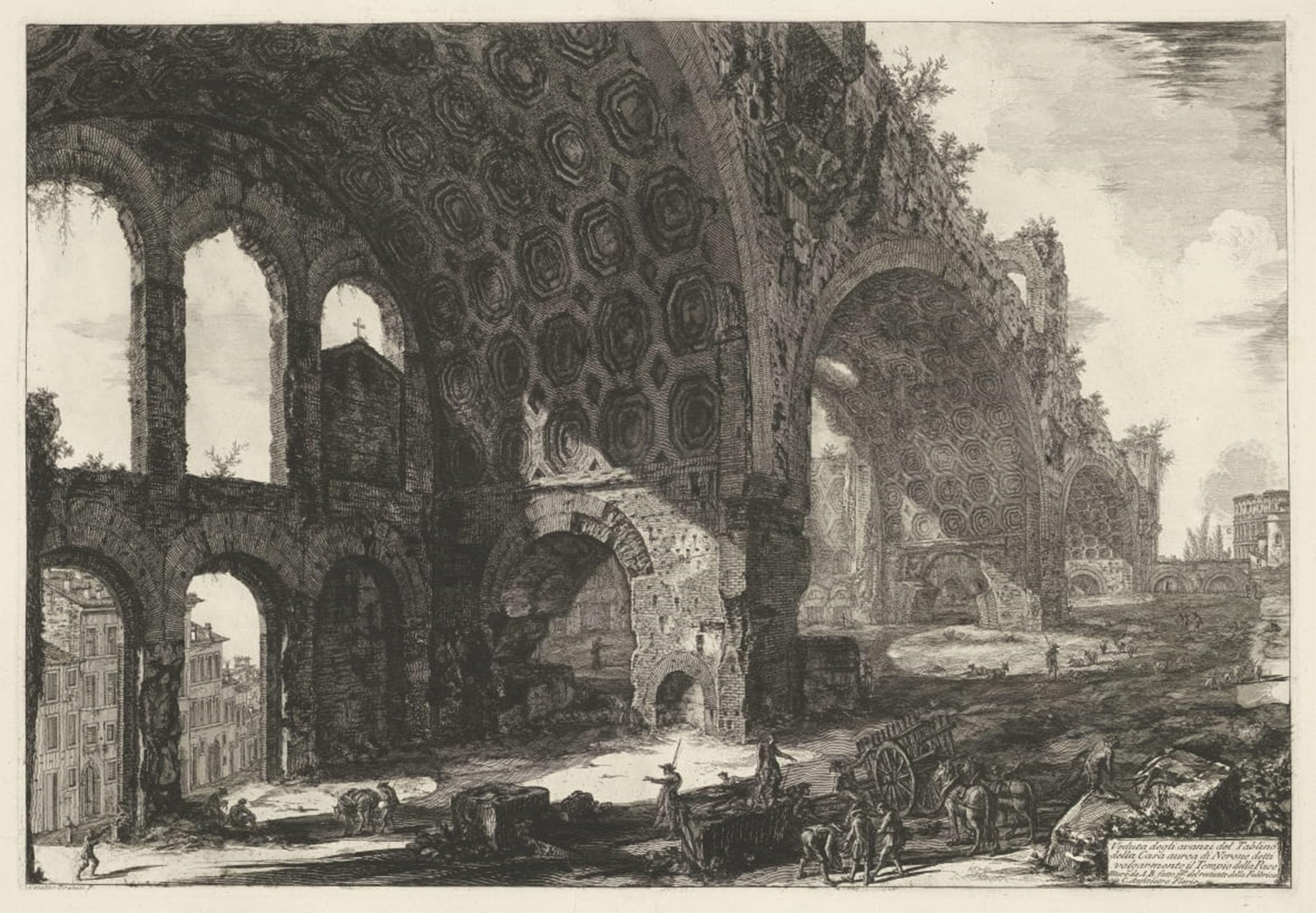 POSTERIIk Vintage Classic Picture Landscape Artwork Basilica Van Maxentius by Battista Piranesi Portrait Canvas Painting for Office Home Decor 60x90cm