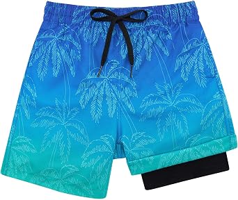 kids4ever Swimming Trunks Boys Children Swimming Shorts with Compression Liner 2 in 1 Quick Drying Beach Shorts Surf Short Swimming Trunks 7-18 Years