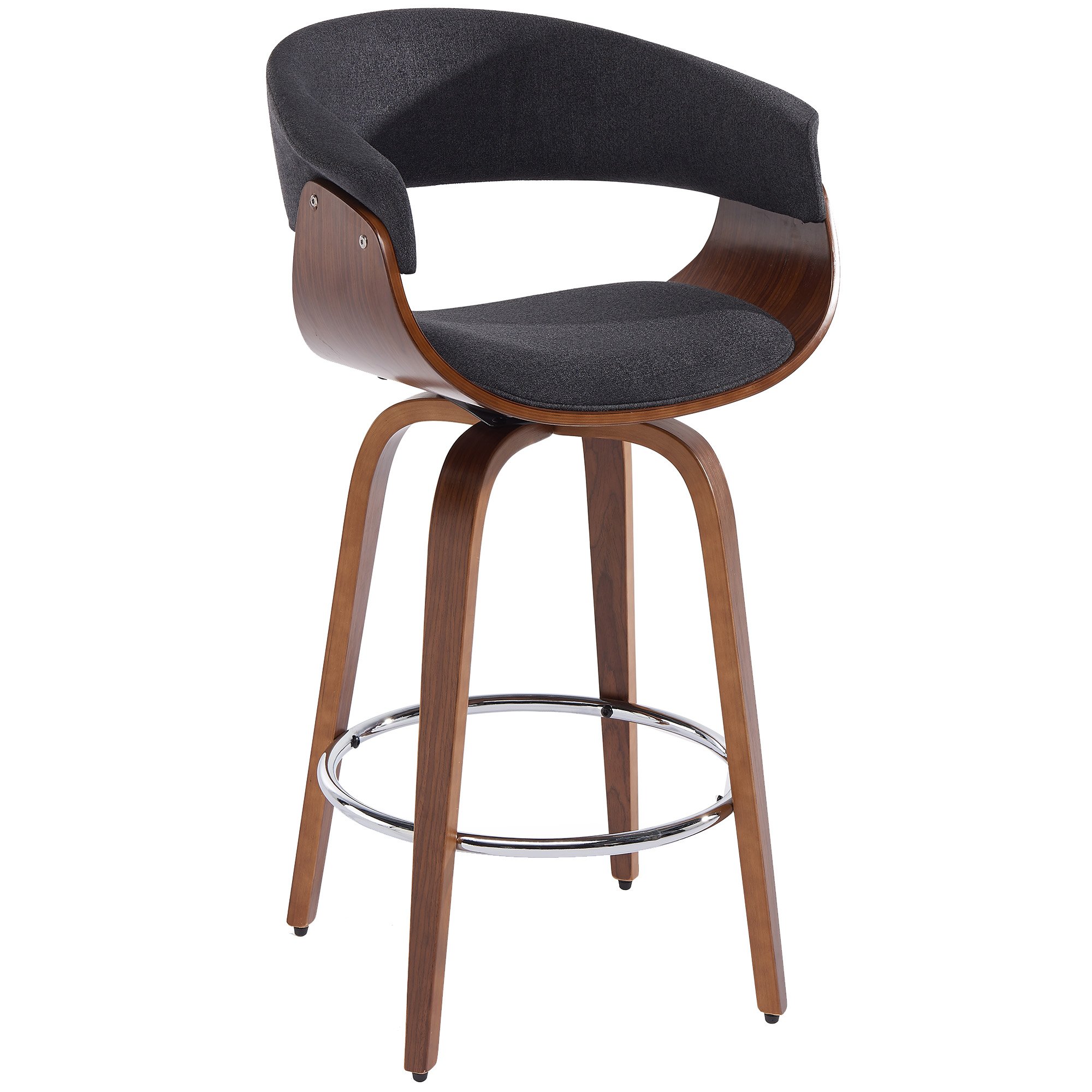 Mid Century Swivel Counter Stool, Charcoal