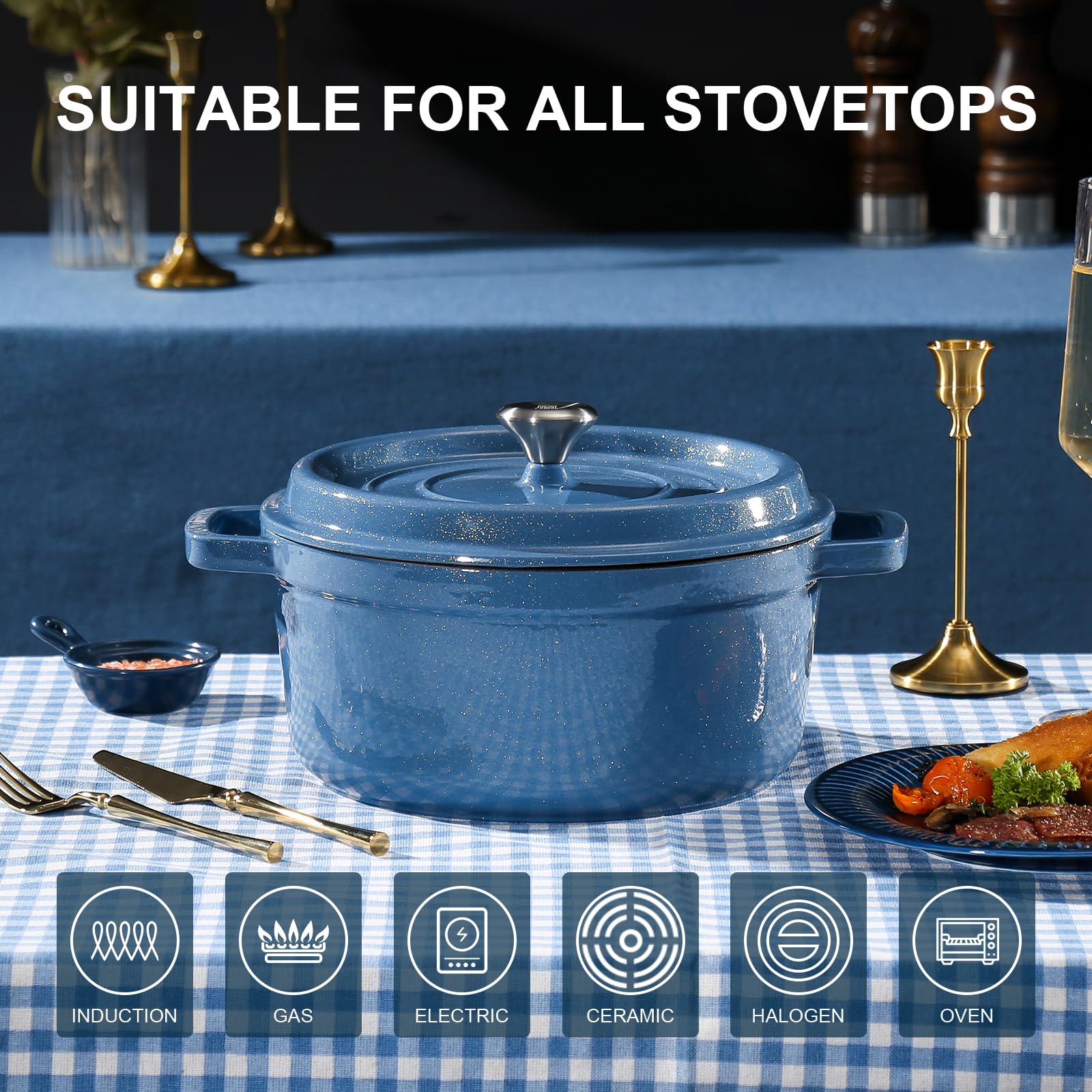 ROYDX 6 Quart Cast Iron Dutch Oven - Enameled Pot For Bread, Soup, Stew, Oven Safe To 550°F - View #8