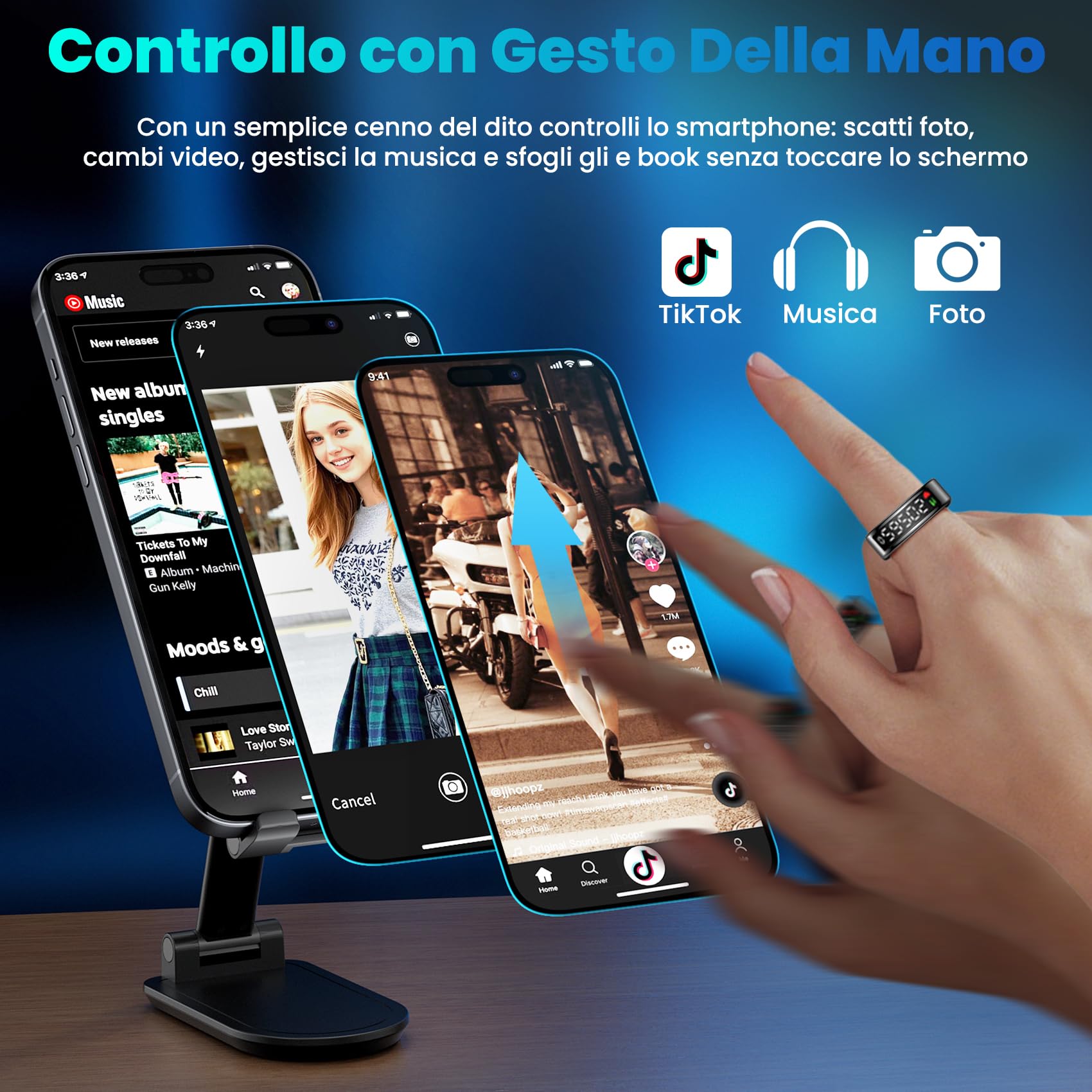 2026 Nuovo Smart Ring , Anello Smart per Uomo, Anello Intelligente uomo con Pantalla, Smartring Health IP68 con iOS e Android, Tracker Fitness/Sonno/Stress/Frequenza Cardiaca/SpO2/HRV (Nero, 8)