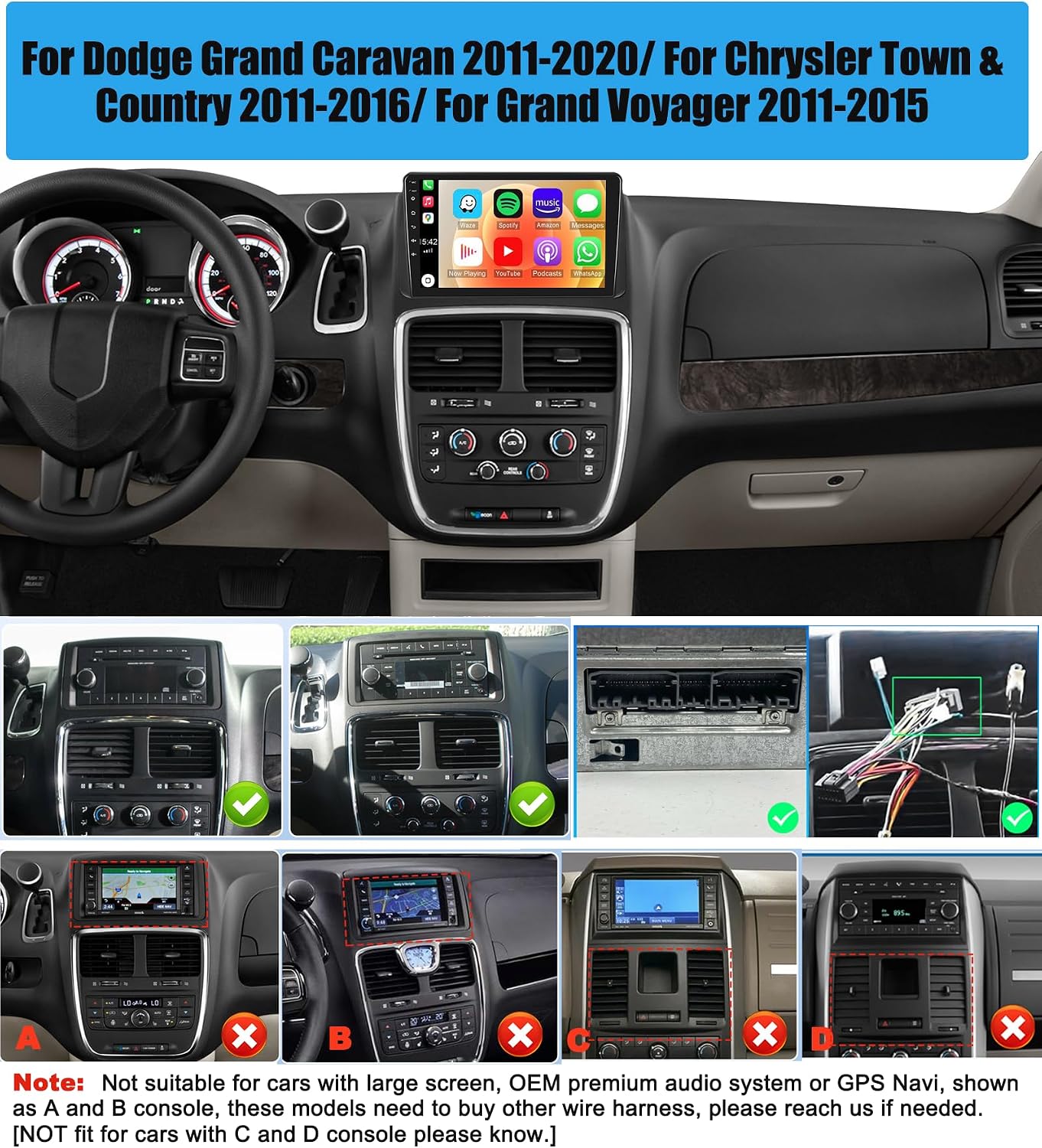 4G+64G Car Stereo Radio for Dodge Grand Caravan 2011-2020 Chrysler Town&Country 2011-2016 Grand Voyager 2011-2015 Wireless CarPlay Android Auto 9” Touchscreen Android 15 GPS Bluetooth 5.0 SWC WiFi 3 81gAwtYFnML. AC SL1500