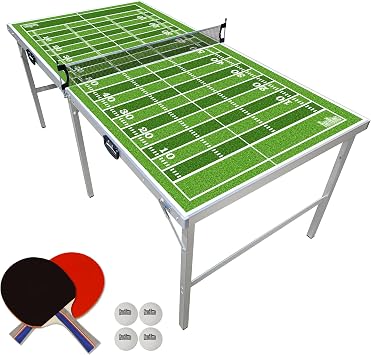 PartyLife 6 ft x 3 ft Ping Pong Table Tennis Table | Mid-Size Portable Folding Indoor Outdoor Foldable Ping Pong Table Tennis Table w/Optional LED Lights Not a Full Size Table