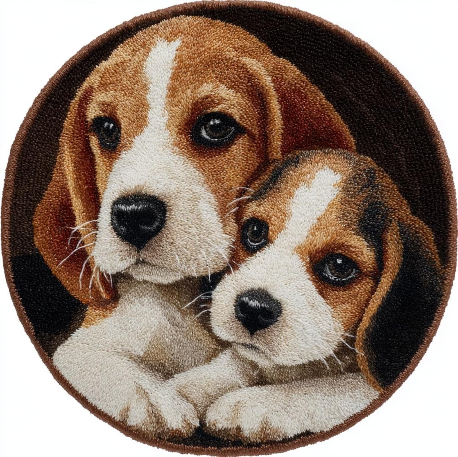 WallustrioaW Latch Hook Kits for Kids and Adults,Beagle Mother and Son,DIY Latch Hook Rug Kit,Carpet Making Crochet Needlework Crafts for Home Decor,50x50cm