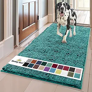 Muddy Mat® Shown on TV – Super Absorbent Door Mat Indoor, Microfiber Quick Dry Chenille Entryway Rug, Non-Slip Front Door Mat, Indoor Mats for Entryway, Machine Washable Pet Rug, Teal 36"x60"