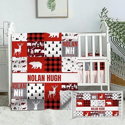 Juego de ropa de cama personalizado para cuna para niñas bebés, juego de ropa de cama personalizado para cuna con nombre, ropa de cama de oso de