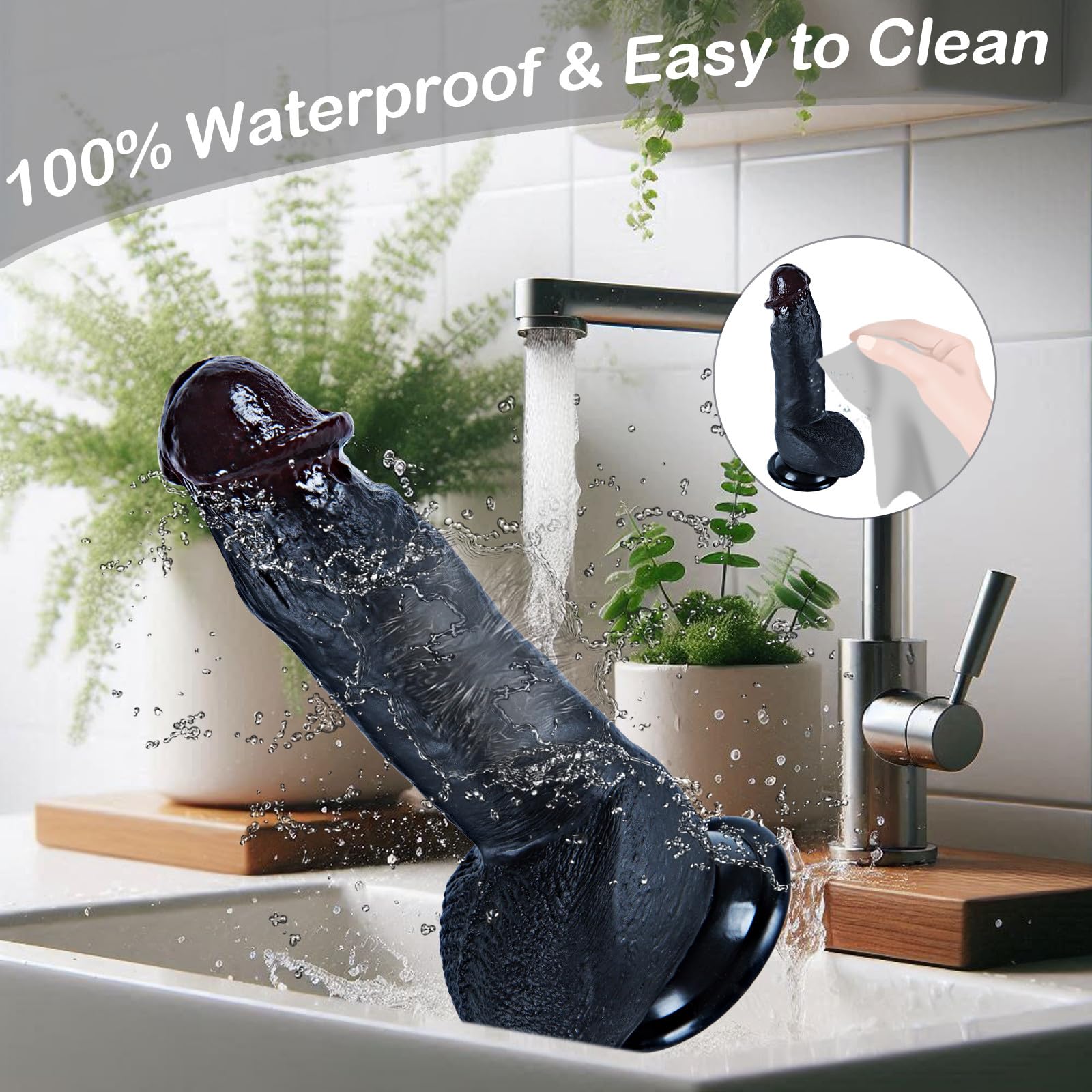 Dildo realistico in silicone nero da 20,5cm con potente ventosa,grande dildo anale per principianti,stimolatore vaginale del punto G,morbido e spesso,sensazione simile alla pelle,per coppie uso unisex