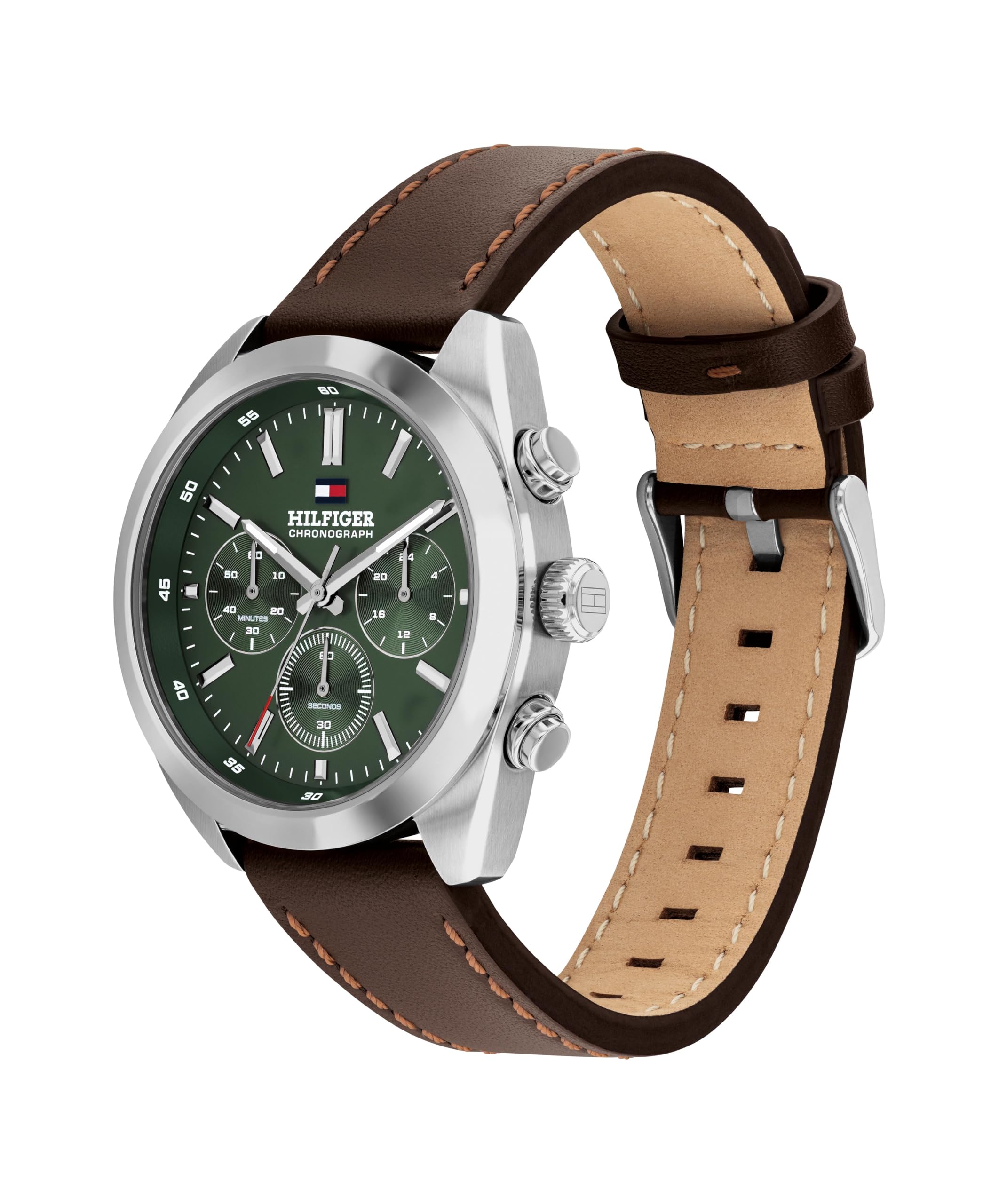 Tommy Hilfiger Reloj Cronógrafo de Cuarzo para Hombre con Correa de Acero Inoxidable o Cuero