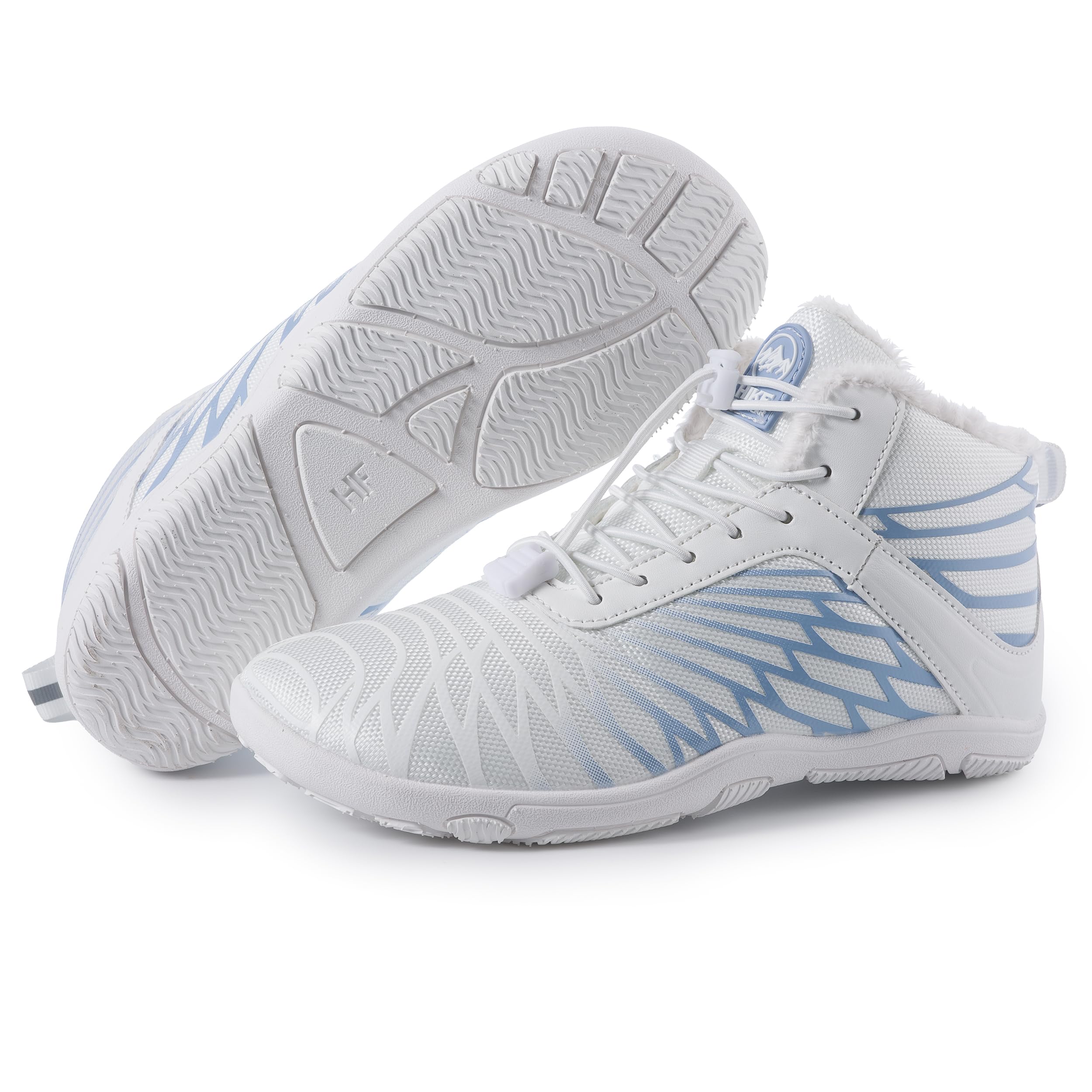 Hike Footwear HF Winter Ergonomic Supportive Winter Barefoot Shoes, Zero-Drop Sole, Wide Toe Box Innovative Design Walking Boots Unisex White/Blue