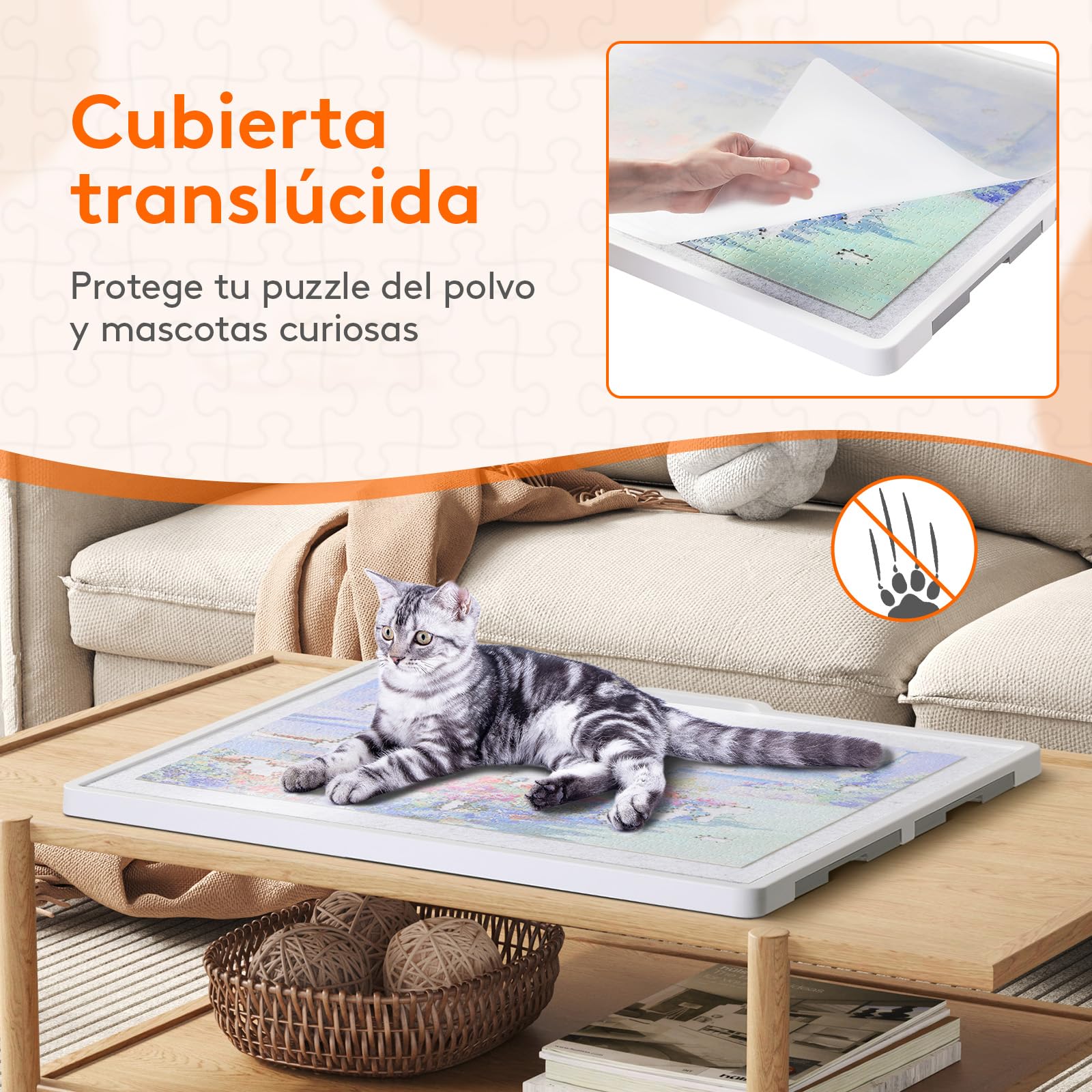 Lifewit 1500 PCS Puzzle Board con Soporte Inclinado, Tabla de Rompecabezas con 4 Cajones and Tapas, Multifuncional Plástico Tablero Puzzles Giratorio de 360°, 89 x 68.5cm, Blanco