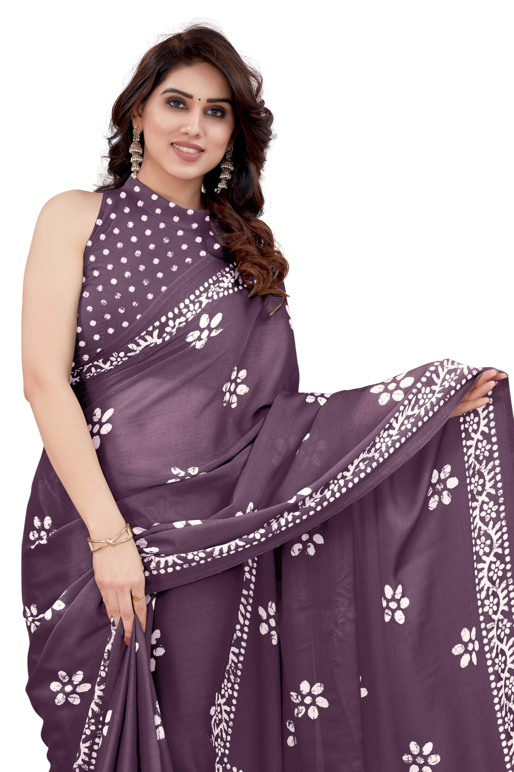 Women's Chiffon Batik Print Saree